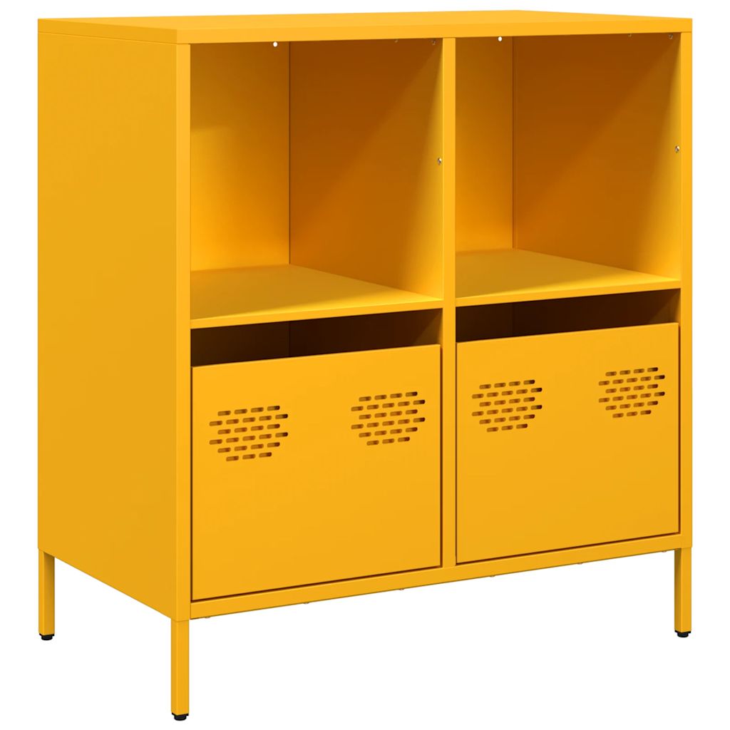 vidaXL Aparador acero laminado en frío amarillo mostaza 68x39x73,5 cm