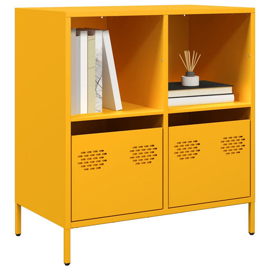 vidaXL Aparador acero laminado en frío amarillo mostaza 68x39x73,5 cm