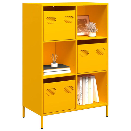 vidaXL Aparador de acero amarillo mostaza 68x39x103,5 cm