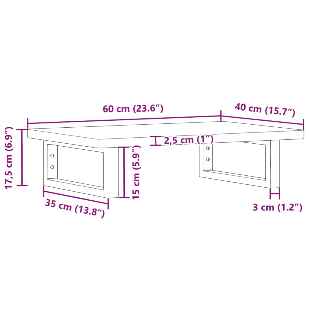 vidaXL Estante de lavabo de pared de acero y madera maciza de haya