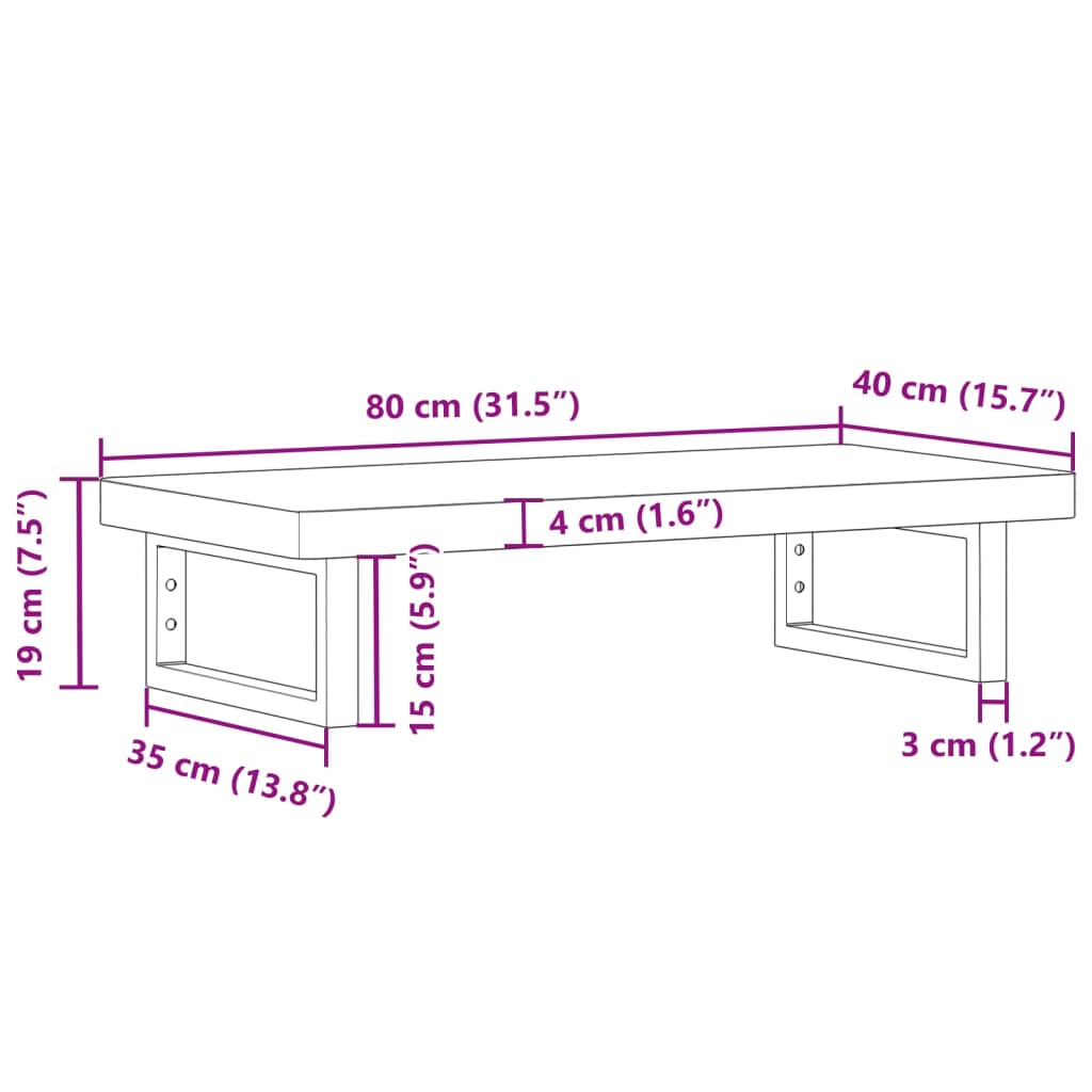 vidaXL Estante de lavabo de pared de acero y madera maciza de haya