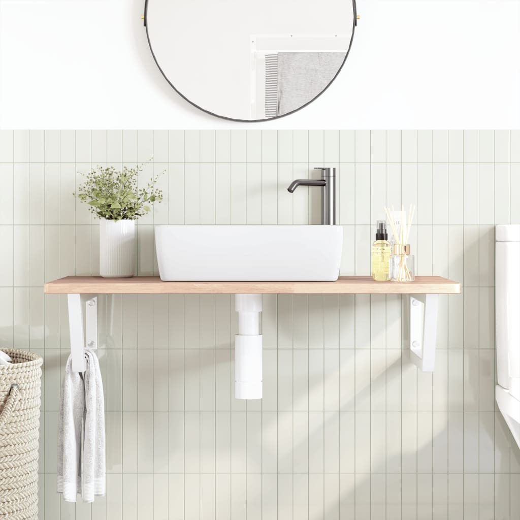 vidaXL Estante de lavabo de pared de acero y madera maciza de roble