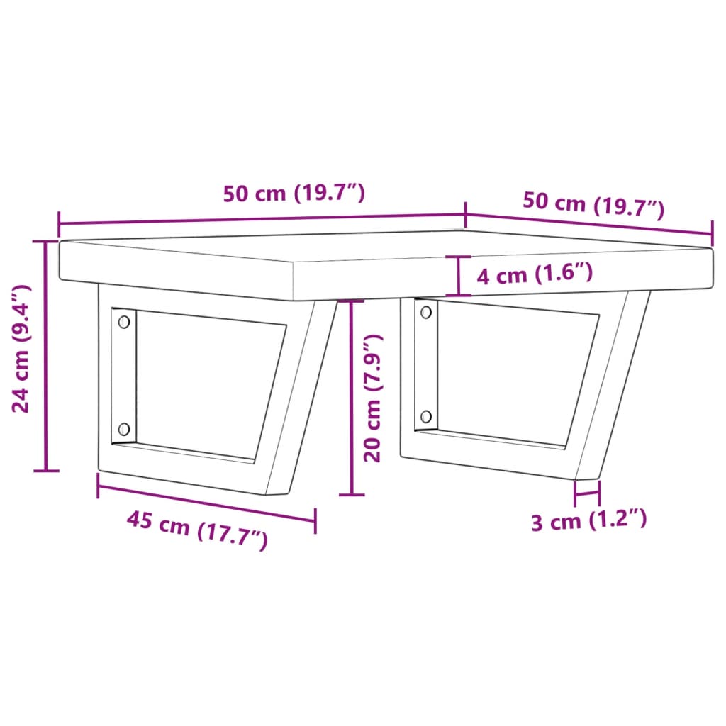 vidaXL Estante de lavabo de pared de acero y madera maciza de roble