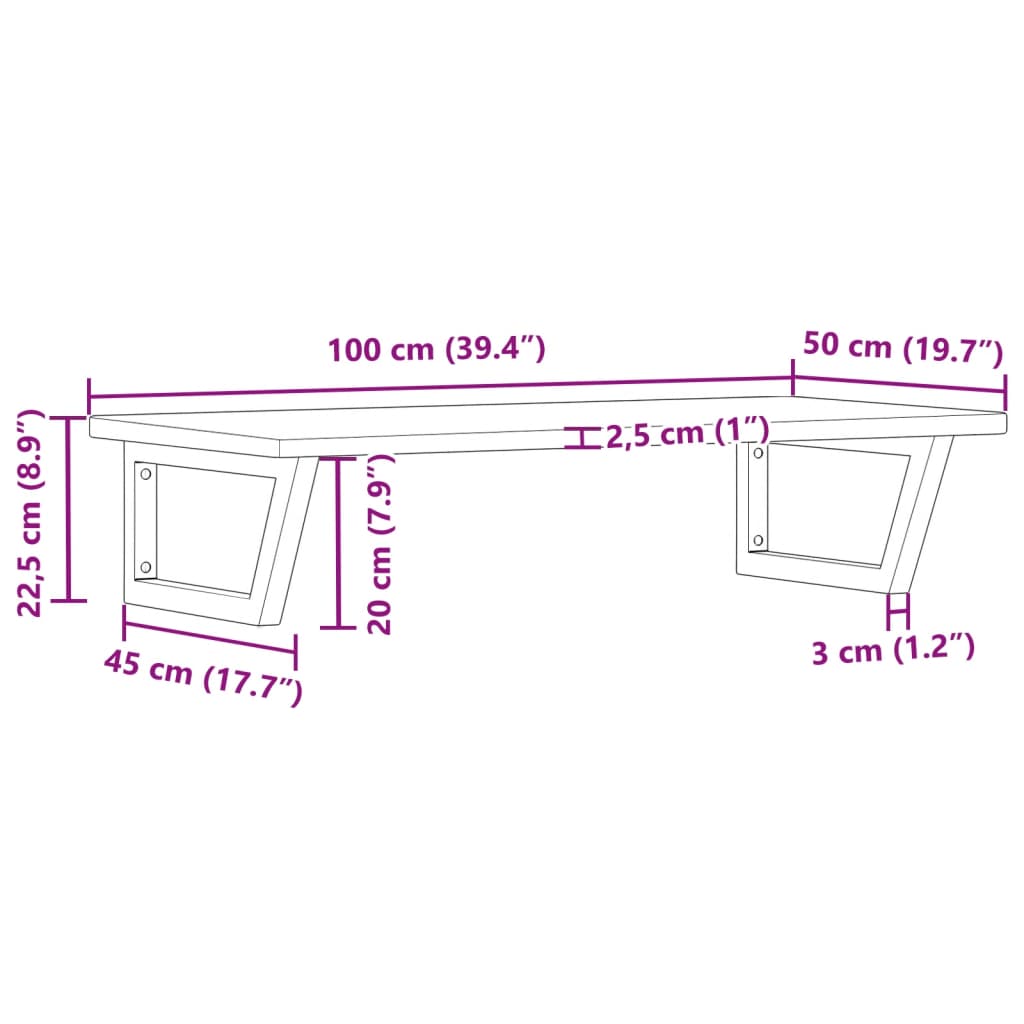 vidaXL Estante de lavabo de pared de acero y madera maciza de roble