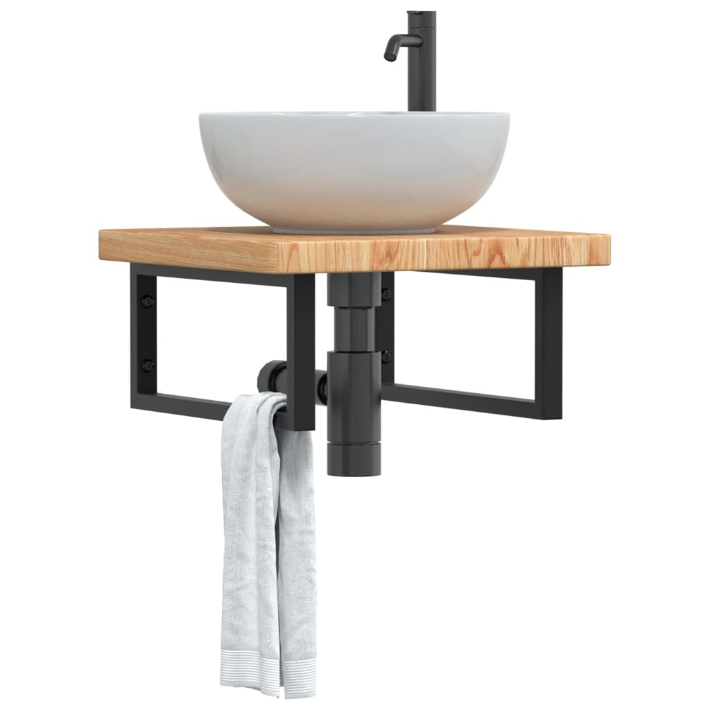 vidaXL Estante de lavabo de pared de acero y madera maciza de roble