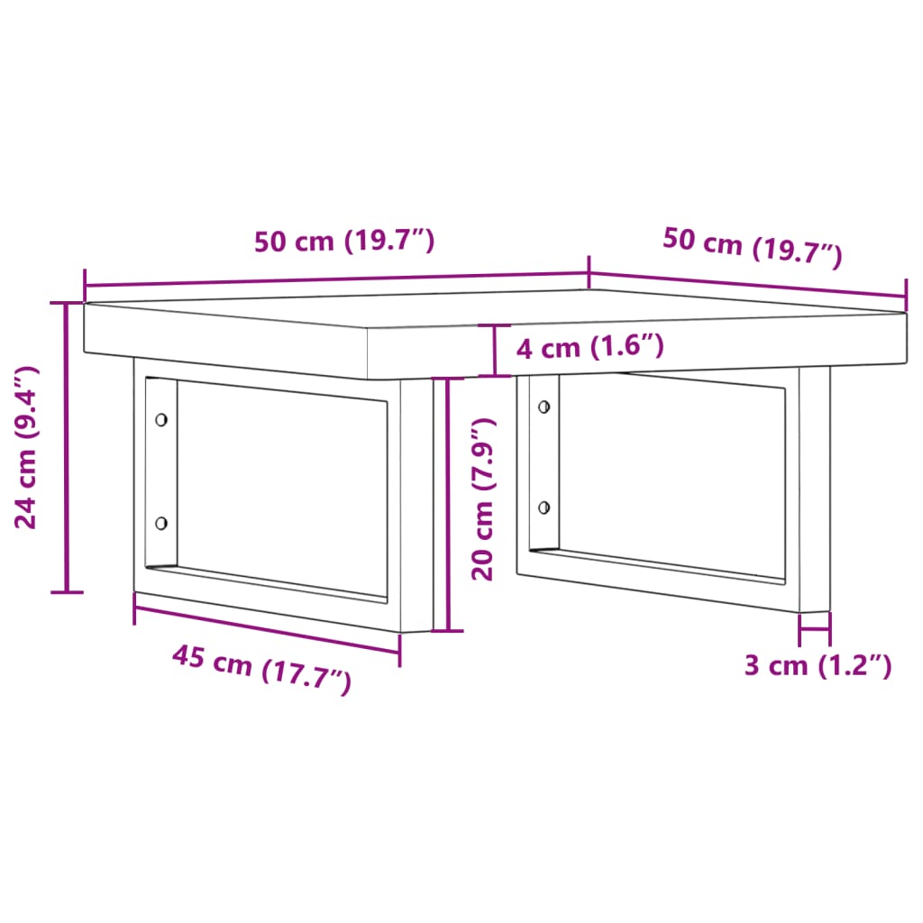 vidaXL Estante de lavabo de pared de acero y madera maciza de haya