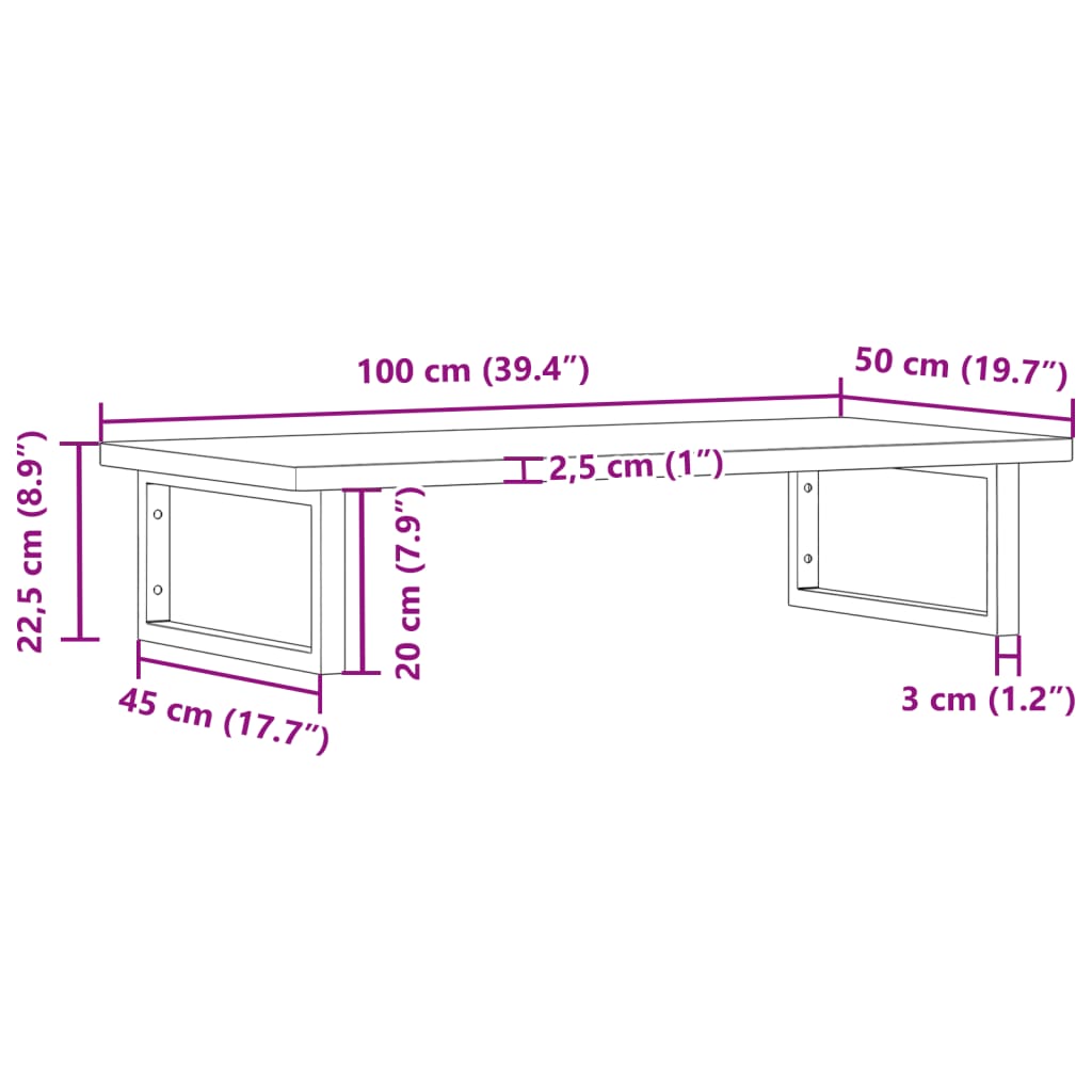 vidaXL Estante de lavabo de pared de acero y madera maciza de haya