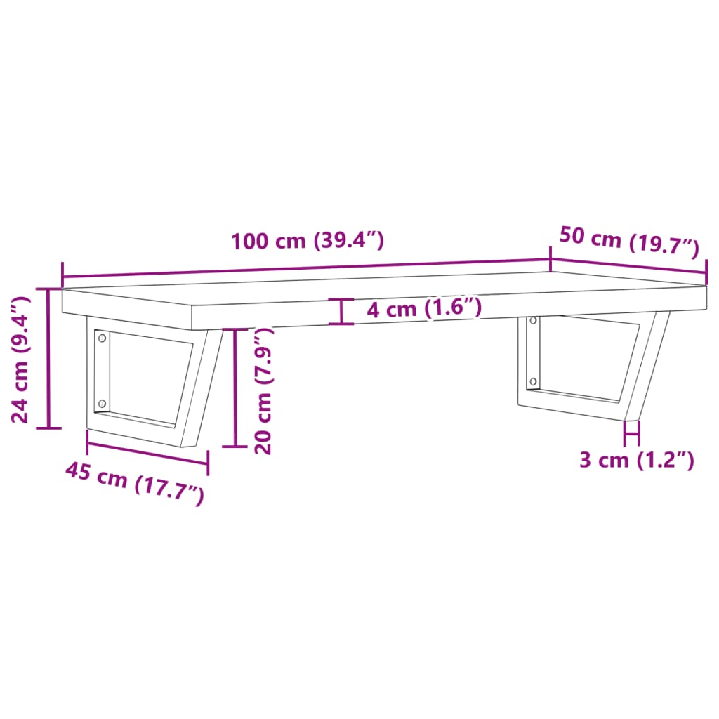 vidaXL Estante de lavabo de pared de acero y madera maciza de haya