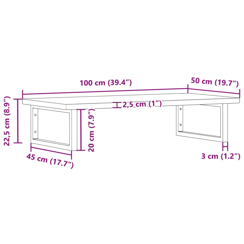 vidaXL Estante de lavabo de pared de acero y madera maciza de haya