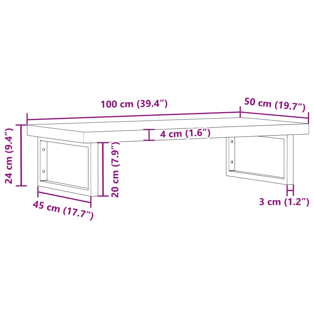 vidaXL Estante de lavabo de pared de acero y madera maciza de haya