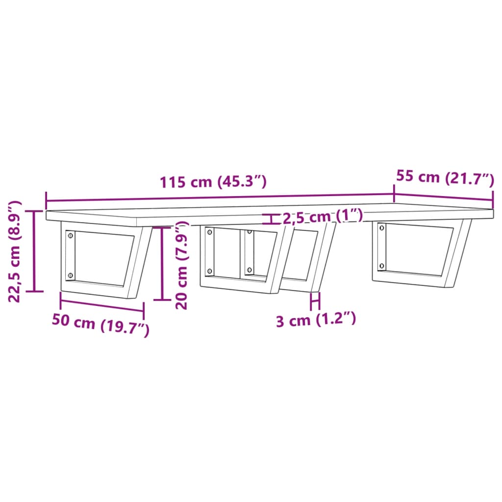 vidaXL Estante de lavabo de pared de acero y madera maciza de haya