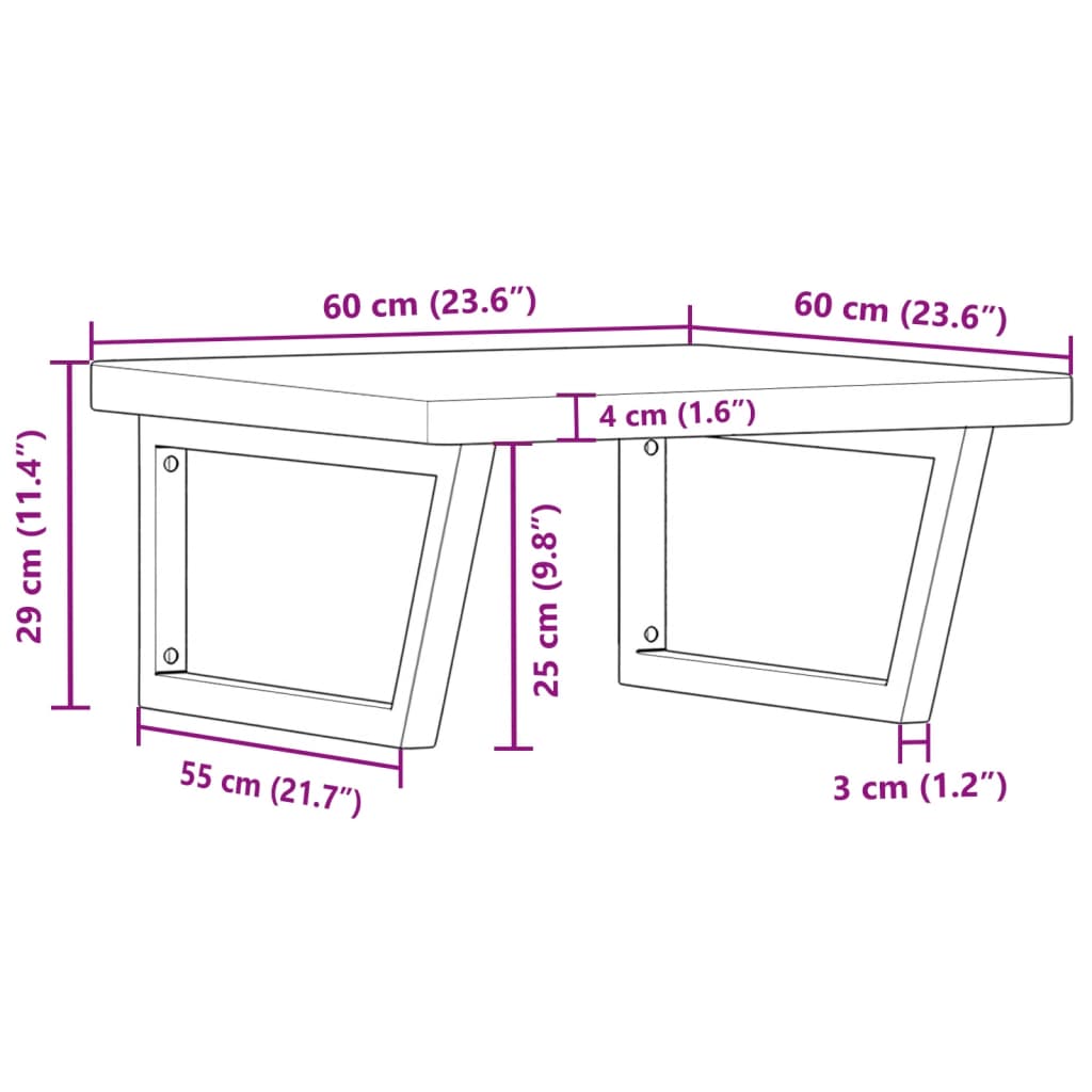 vidaXL Estante de lavabo de pared de acero y madera maciza de roble