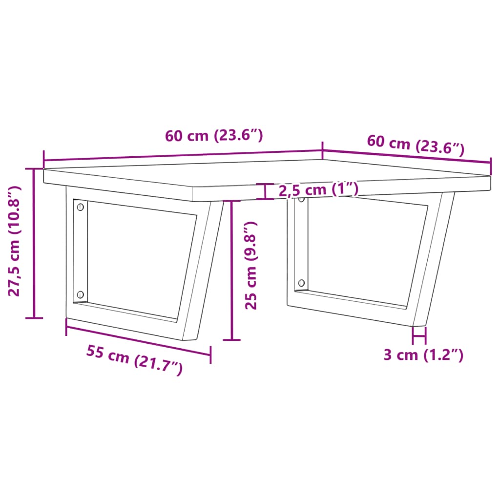 vidaXL Estante de lavabo de pared de acero y madera maciza de haya