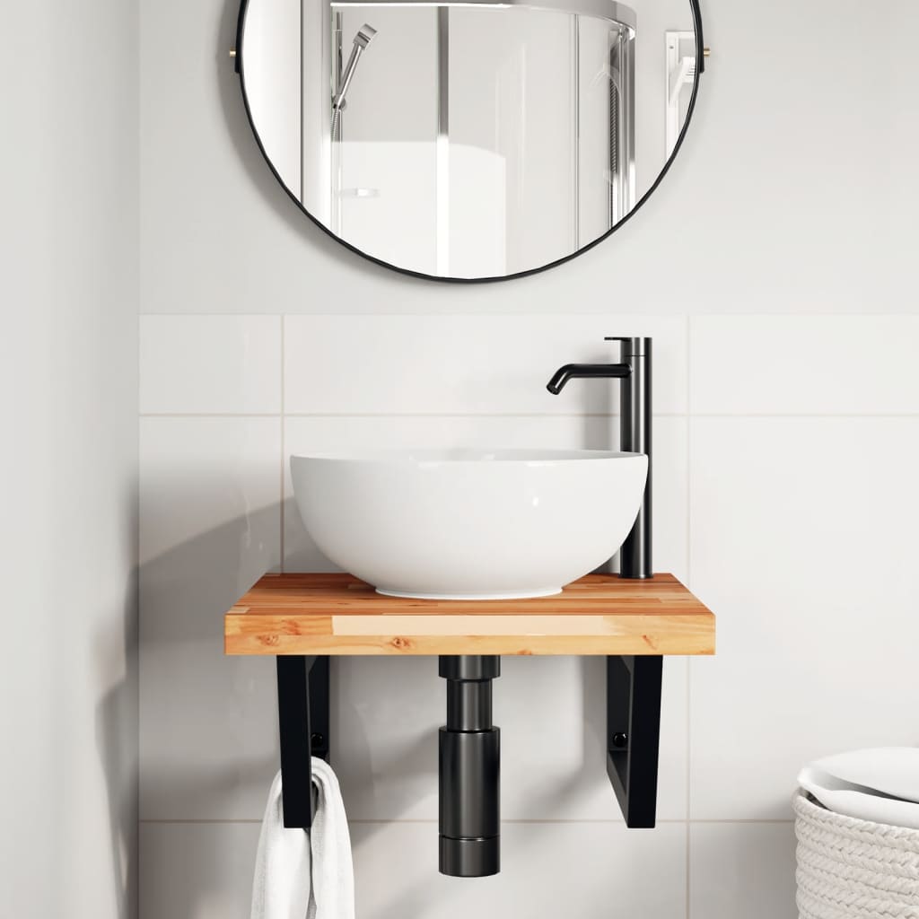 vidaXL Estante de lavabo de pared acero y madera maciza de acacia