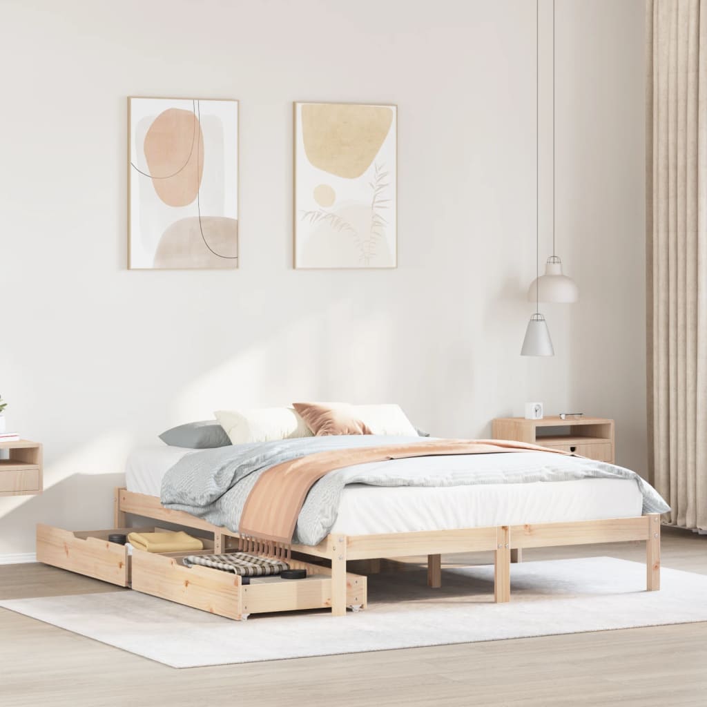 vidaXL Estructura de cama sin colchón madera maciza de pino 120x190 cm