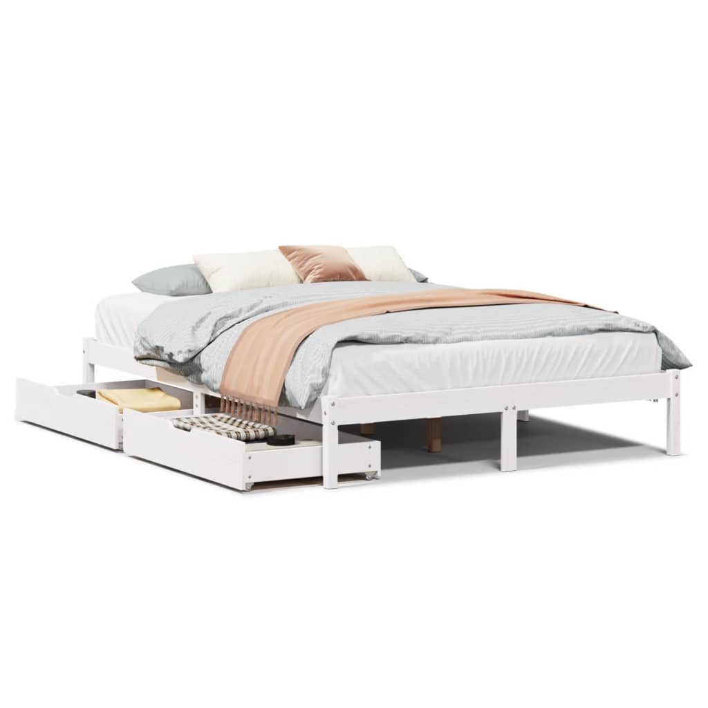 vidaXL Estructura de cama sin colchón madera maciza blanca 120x190 cm