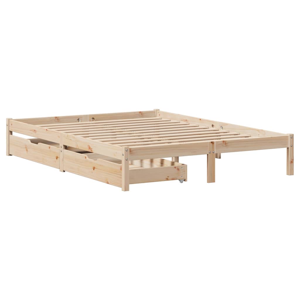 vidaXL Estructura de cama sin colchón madera maciza de pino 135x190 cm