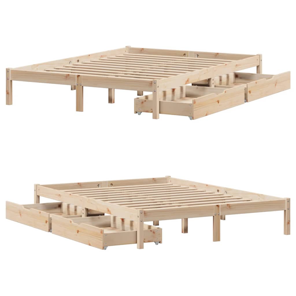 vidaXL Estructura de cama sin colchón madera maciza de pino 135x190 cm