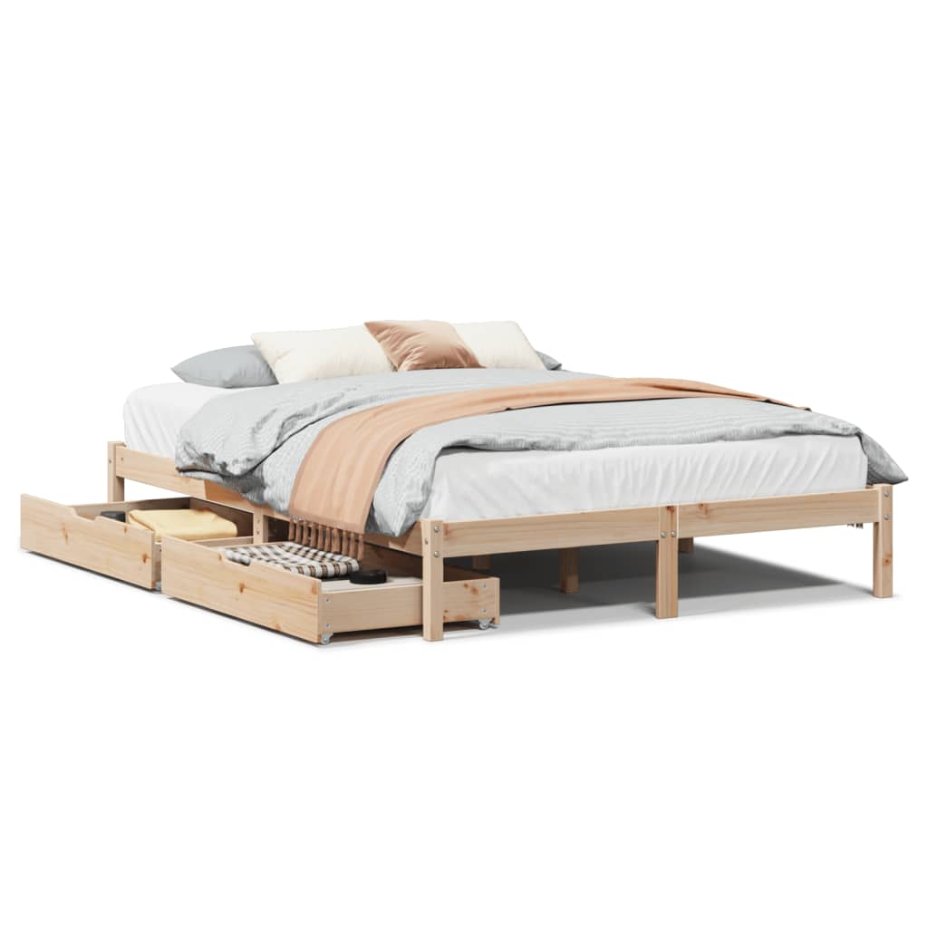 vidaXL Estructura de cama sin colchón madera de pino blanco 150x200 cm