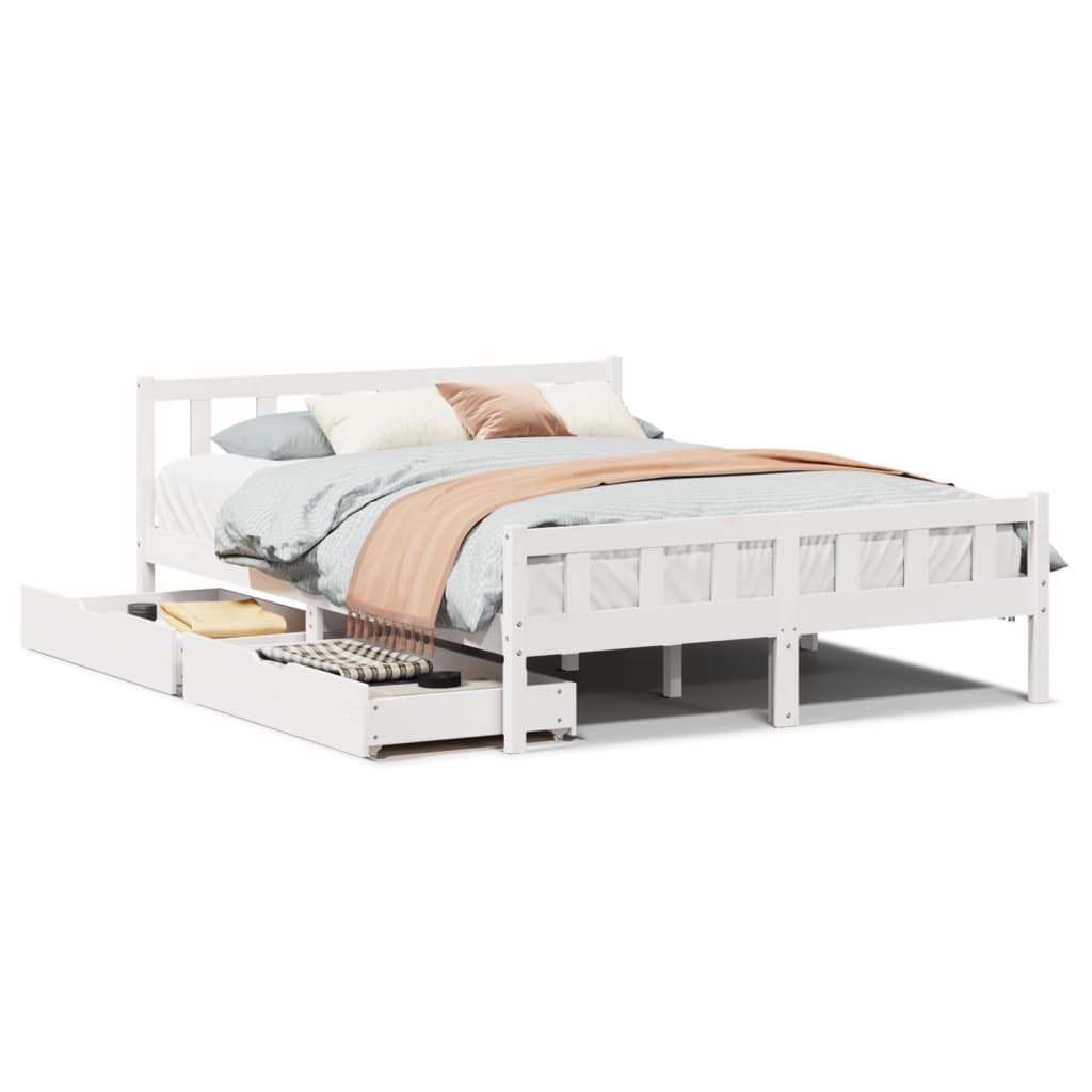 vidaXL Estructura de cama sin colchón madera de pino blanco 135x190 cm