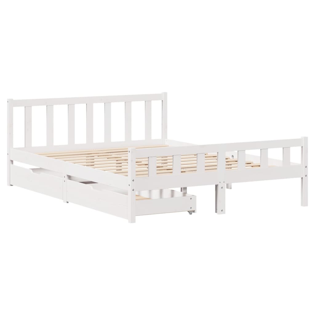 vidaXL Estructura de cama sin colchón madera de pino blanco 135x190 cm