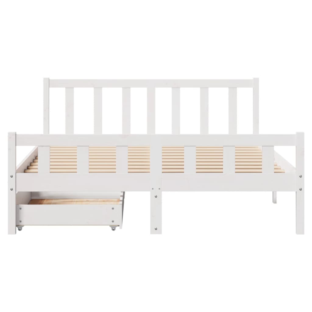 vidaXL Estructura de cama sin colchón madera de pino blanco 135x190 cm