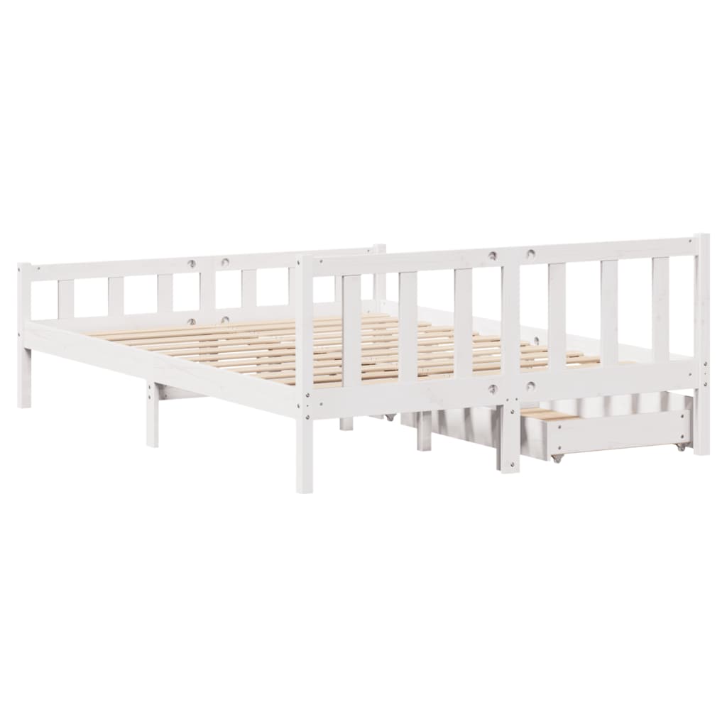 vidaXL Estructura de cama sin colchón madera de pino blanco 135x190 cm