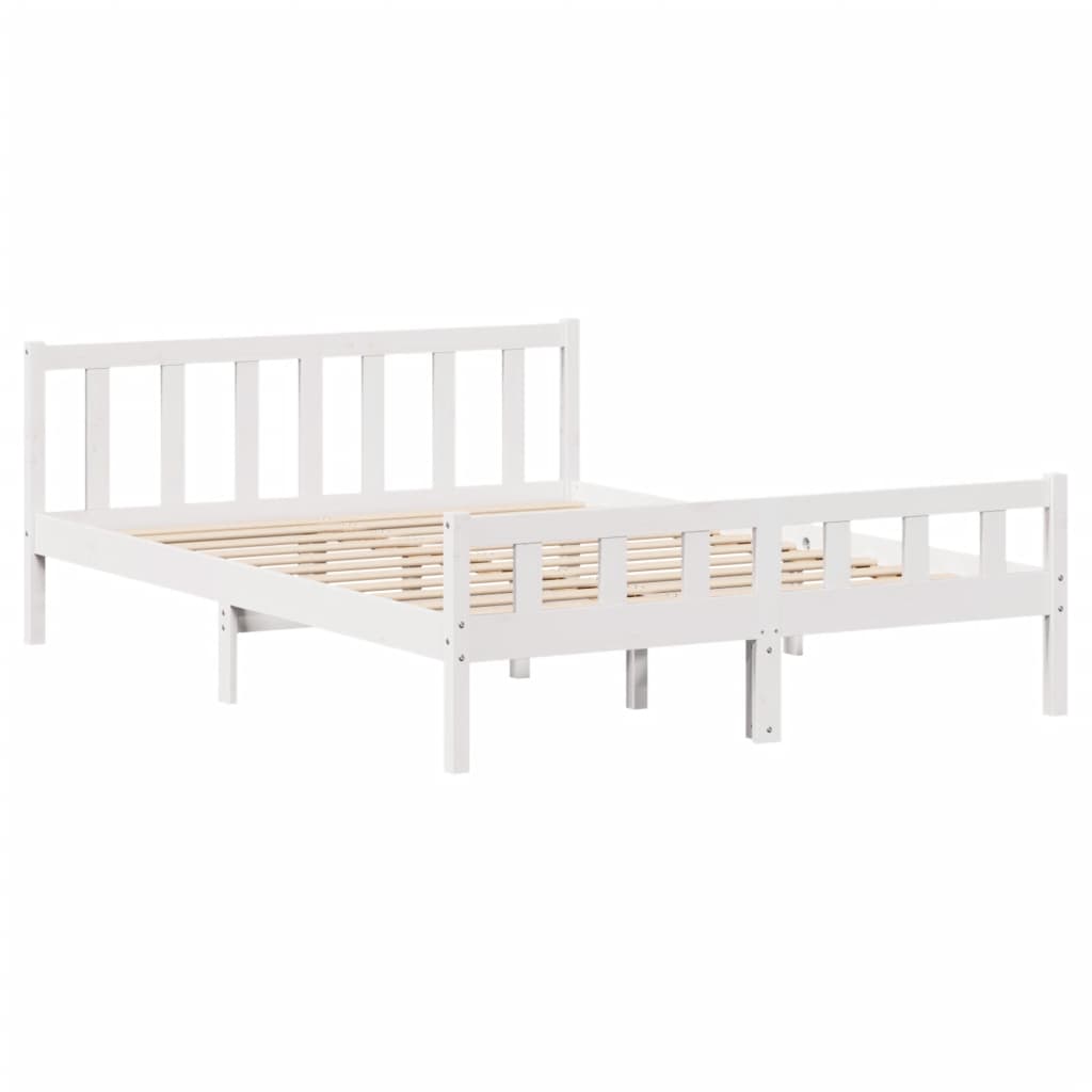 vidaXL Estructura de cama sin colchón madera de pino blanco 135x190 cm