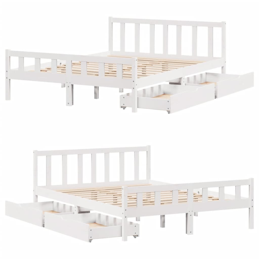 vidaXL Estructura de cama sin colchón madera de pino blanco 135x190 cm