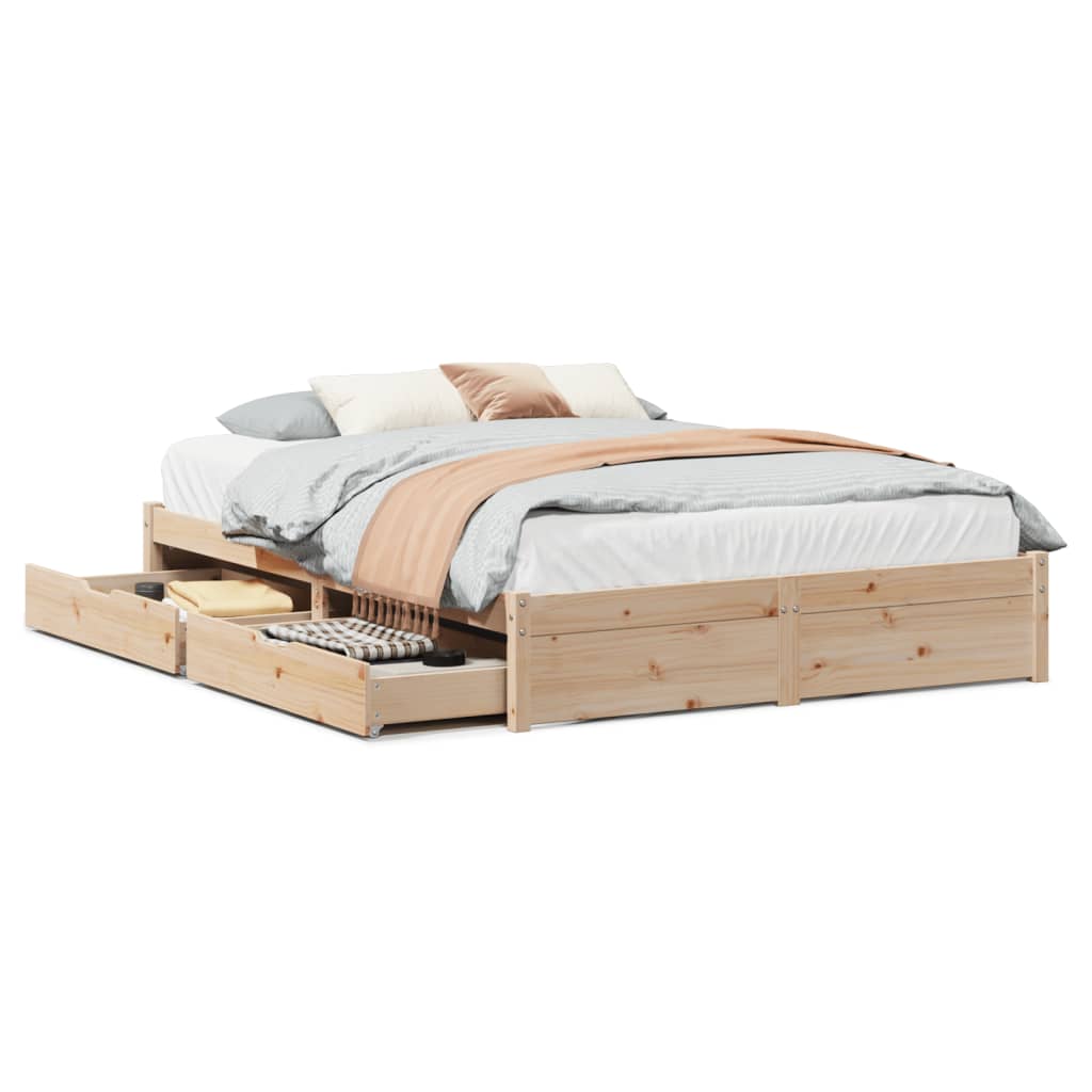 vidaXL Estructura de cama sin colchón madera maciza de pino 135x190 cm