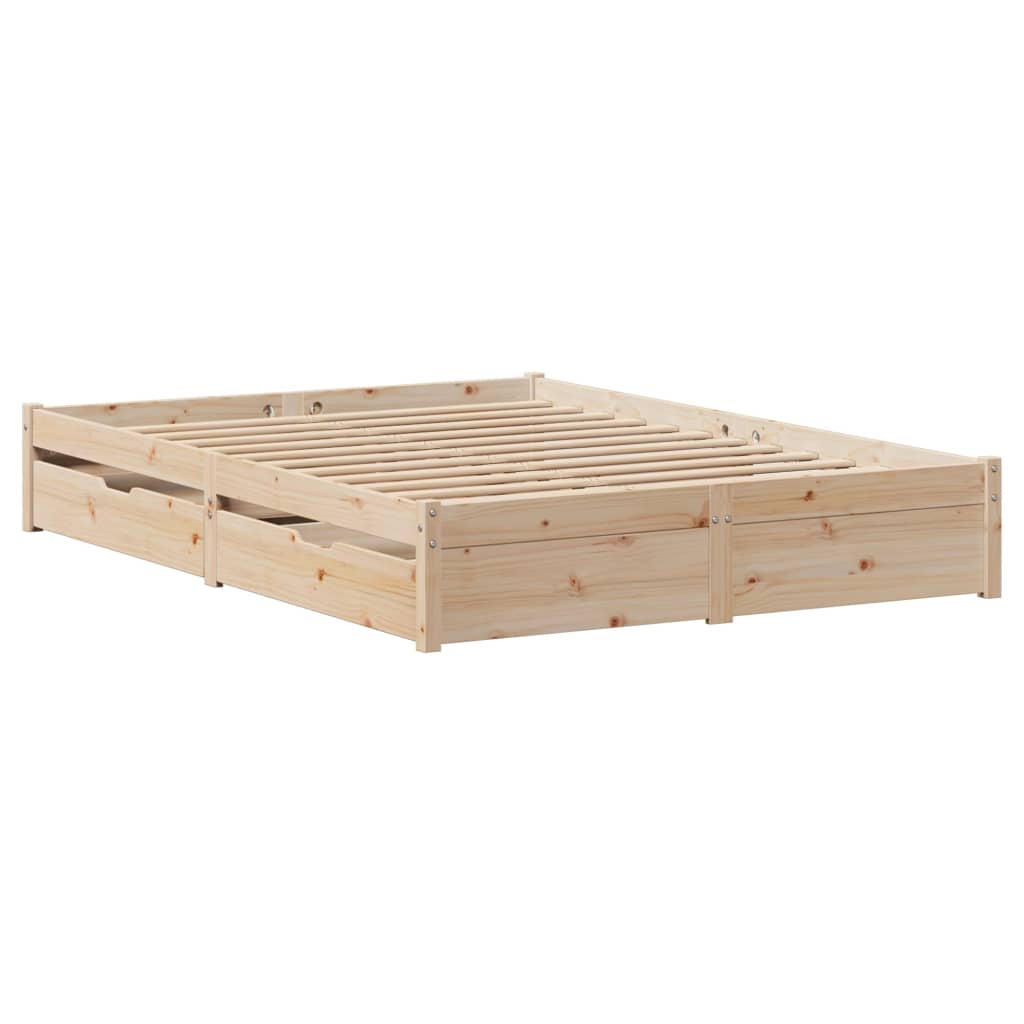 vidaXL Estructura de cama sin colchón madera maciza de pino 135x190 cm