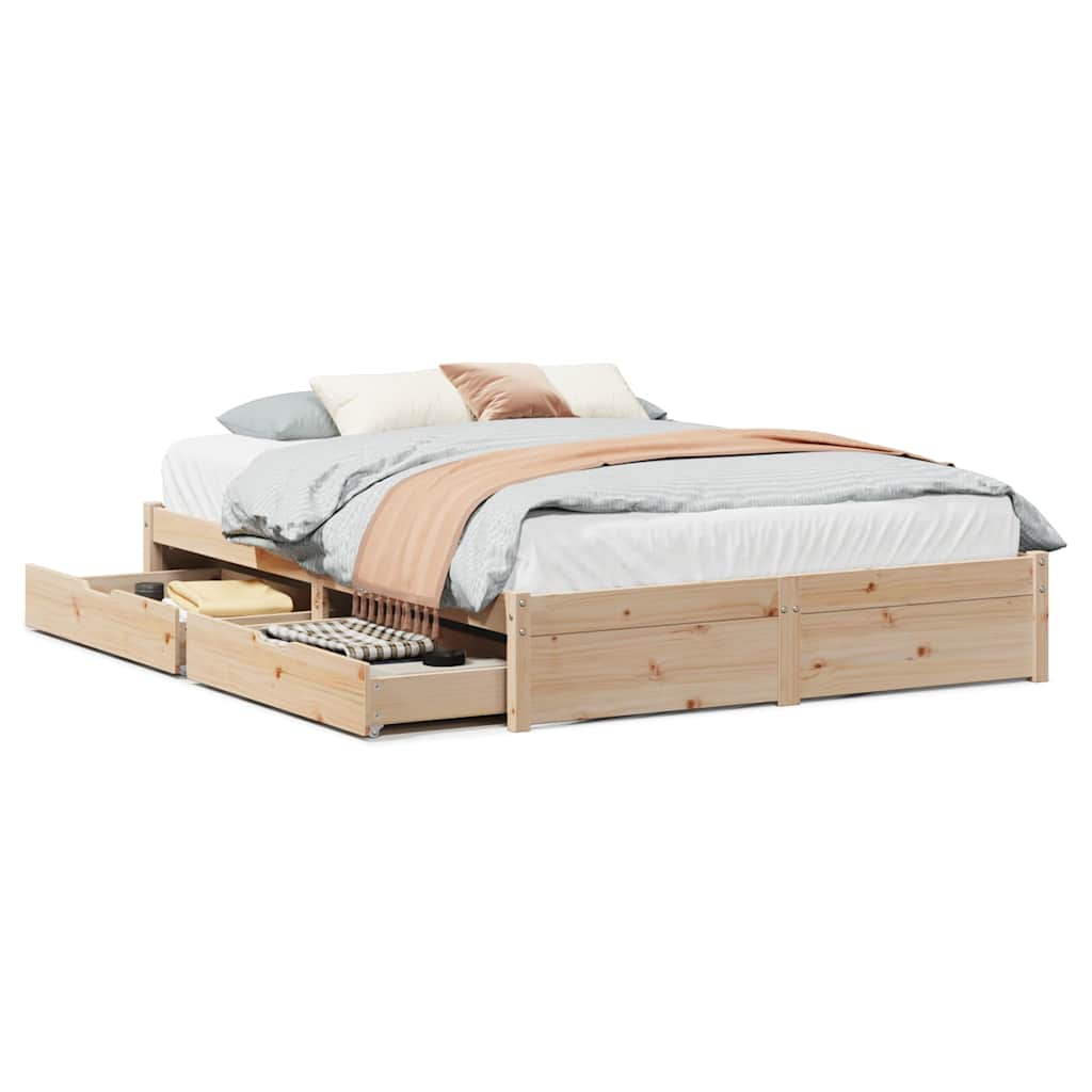 vidaXL Estructura de cama sin colchón madera maciza de pino 140x190 cm