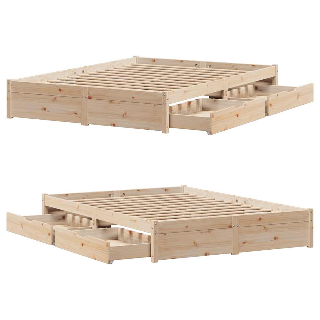 vidaXL Estructura de cama sin colchón madera maciza de pino 140x190 cm