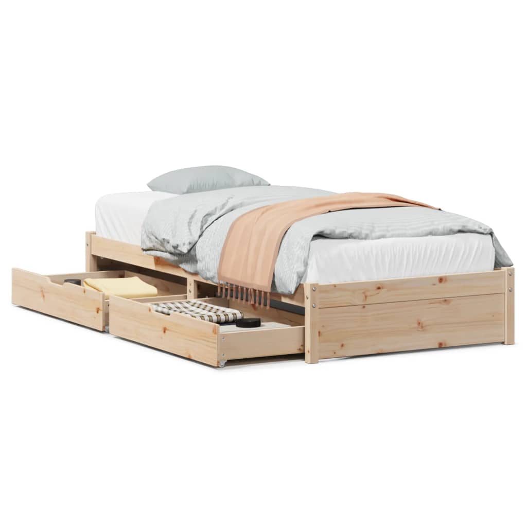 vidaXL Estructura de cama sin colchón madera maciza de pino 100x200 cm