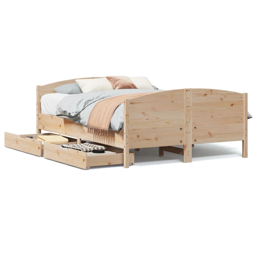 vidaXL Estructura de cama sin colchón madera de pino blanco 150x200 cm