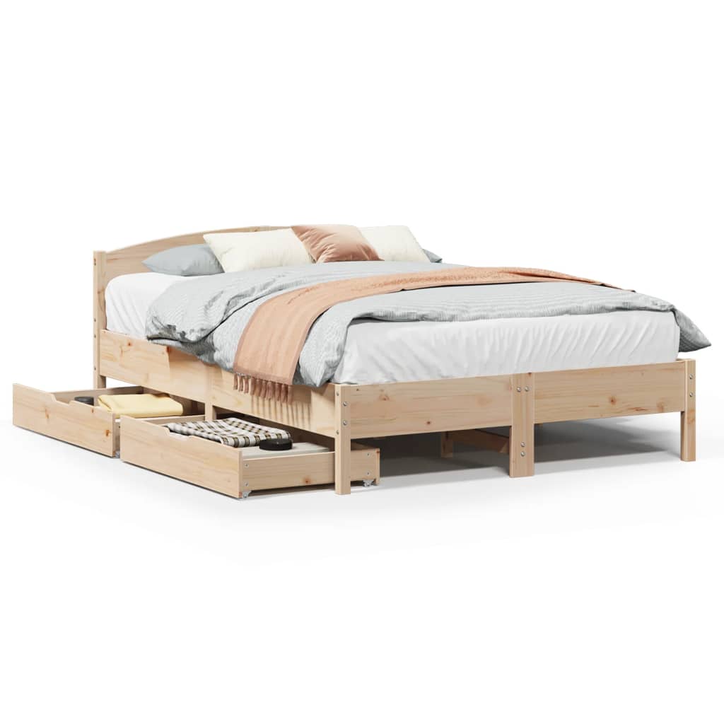 vidaXL Estructura de cama sin colchón madera de pino blanco 150x200 cm