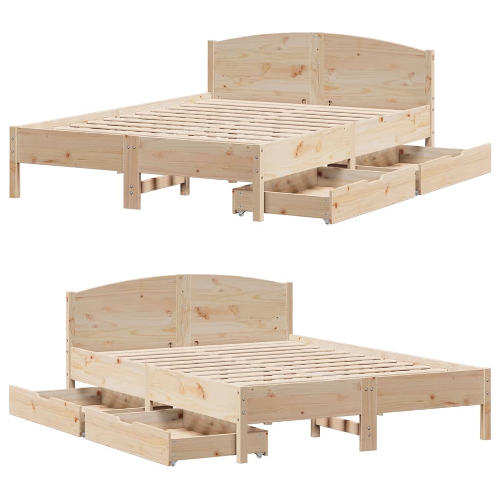 vidaXL Estructura de cama sin colchón madera de pino blanco 150x200 cm