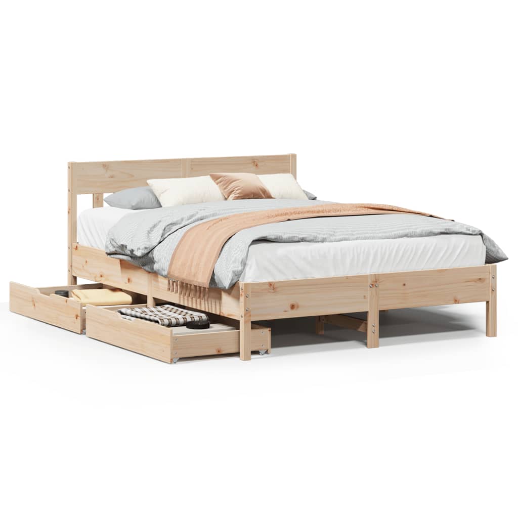 vidaXL Estructura de cama sin colchón madera de pino blanco 150x200 cm