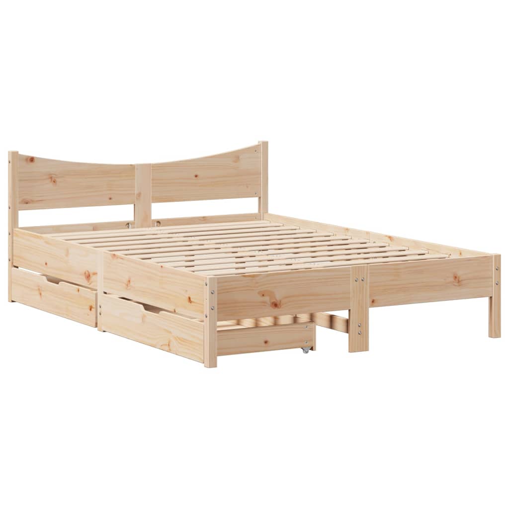 vidaXL Estructura de cama con cojines madera maciza de pino 140x190 cm