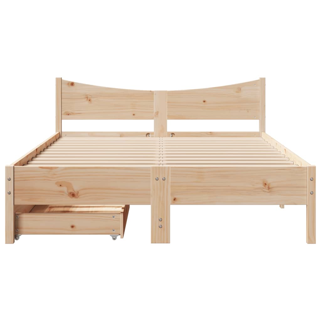 vidaXL Estructura de cama con cojines madera maciza de pino 140x190 cm