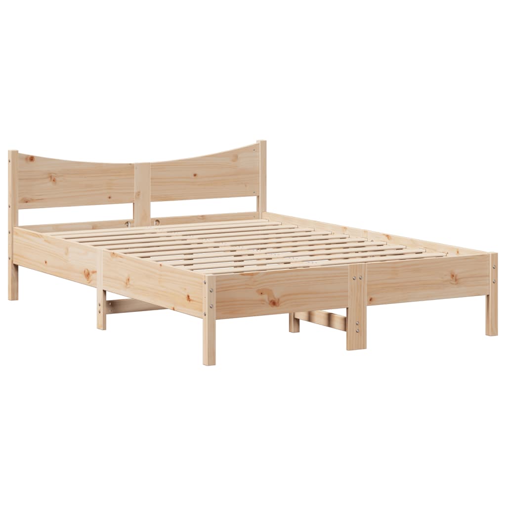 vidaXL Estructura de cama con cojines madera maciza de pino 140x190 cm