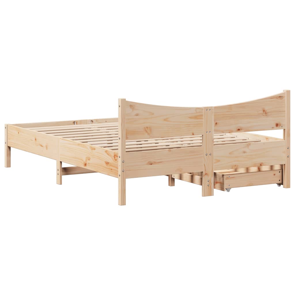 vidaXL Estructura de cama con cojines madera maciza de pino 140x190 cm