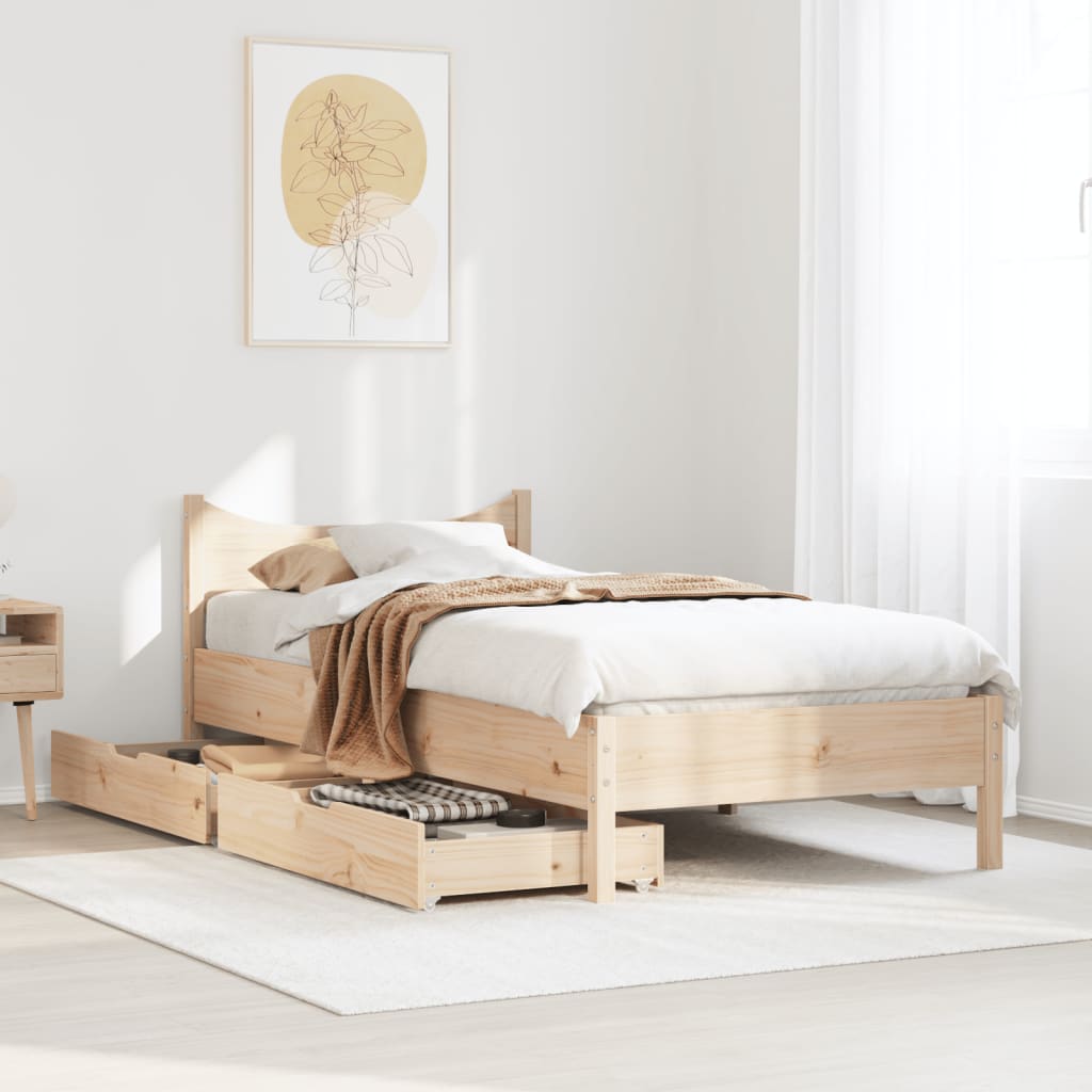 vidaXL Estructura de cama con cajones madera maciza pino 90x190 cm