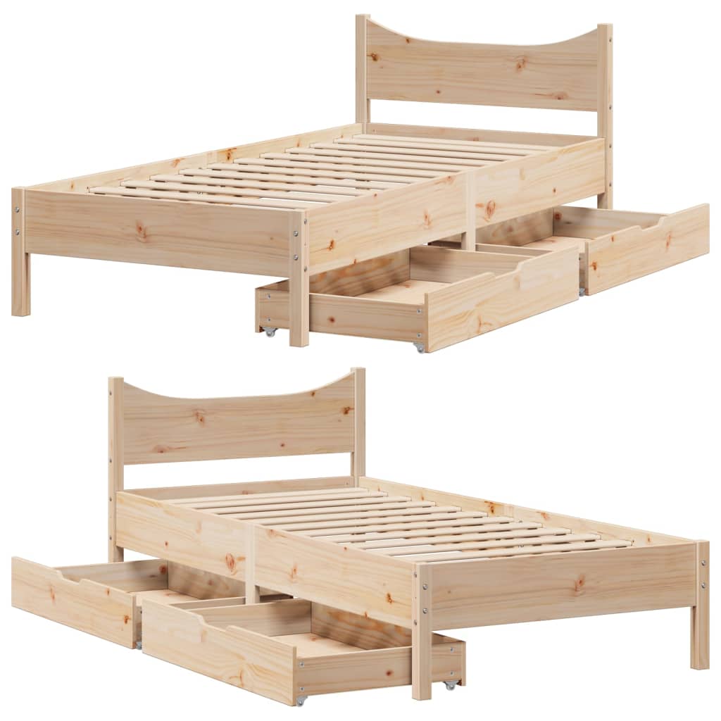 vidaXL Estructura de cama con cajones madera maciza pino 90x190 cm