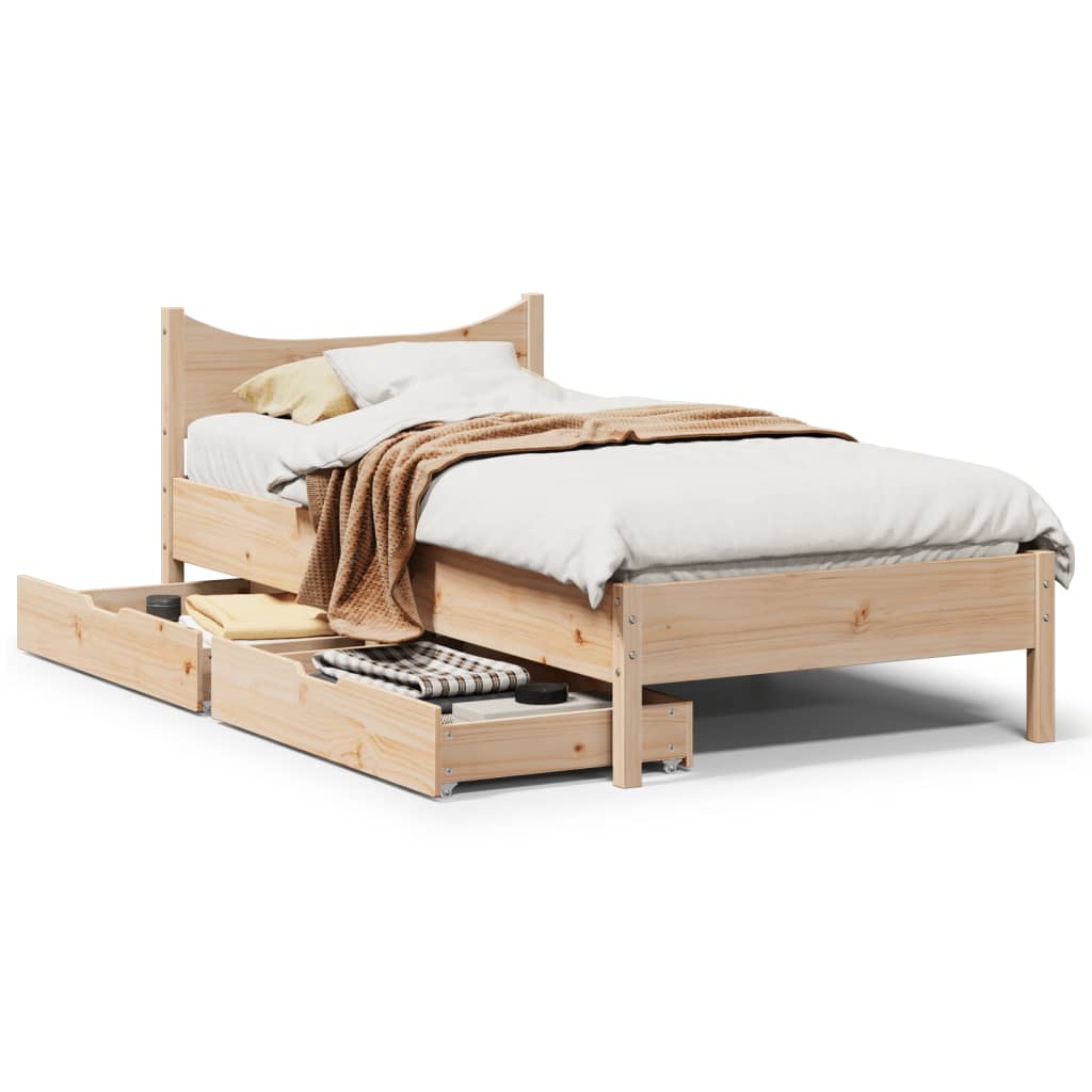 vidaXL Estructura de cama con cajones madera maciza pino 90x190 cm