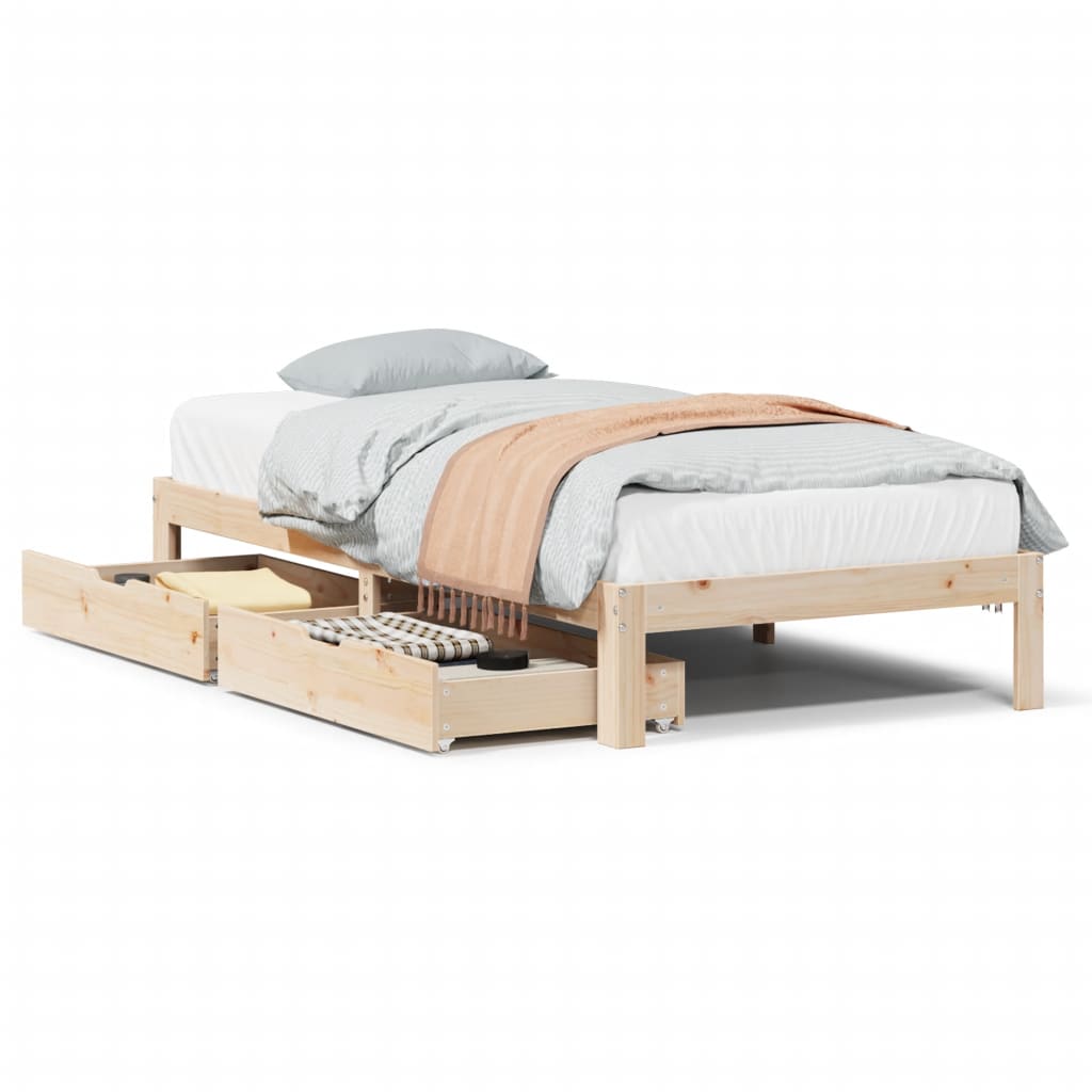 vidaXL Estructura de cama con cajones madera maciza pino 75x190 cm