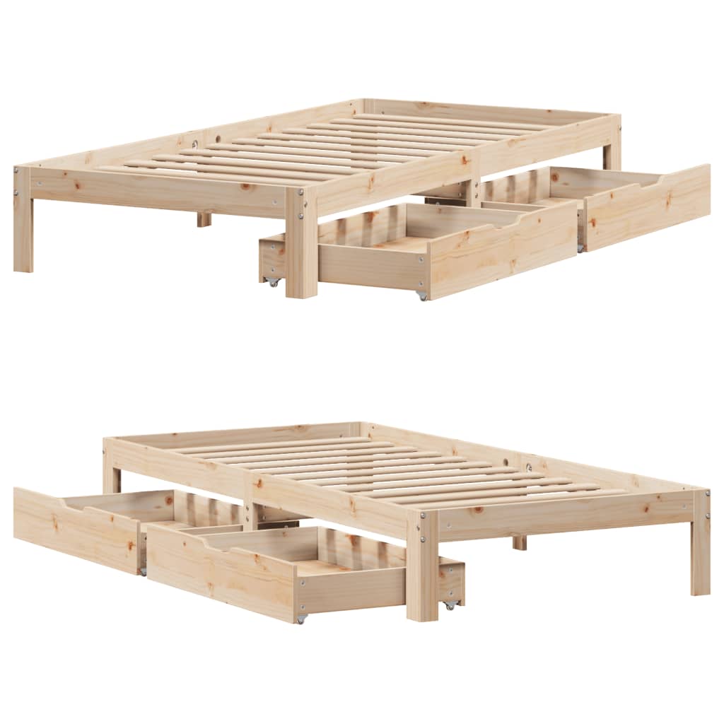 vidaXL Estructura de cama con cajones madera maciza pino 75x190 cm