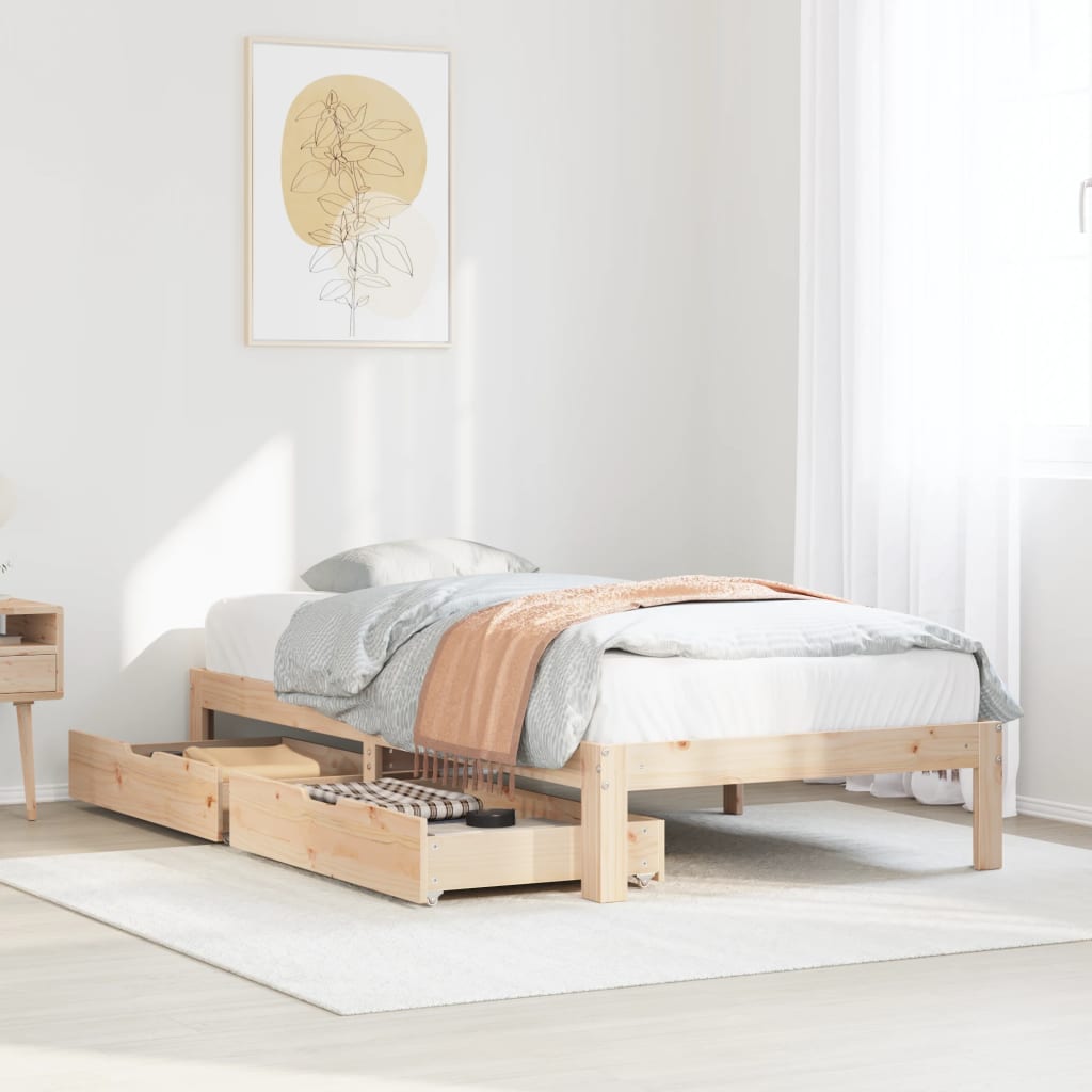 vidaXL Estructura de cama con cajones madera maciza pino 75x190 cm