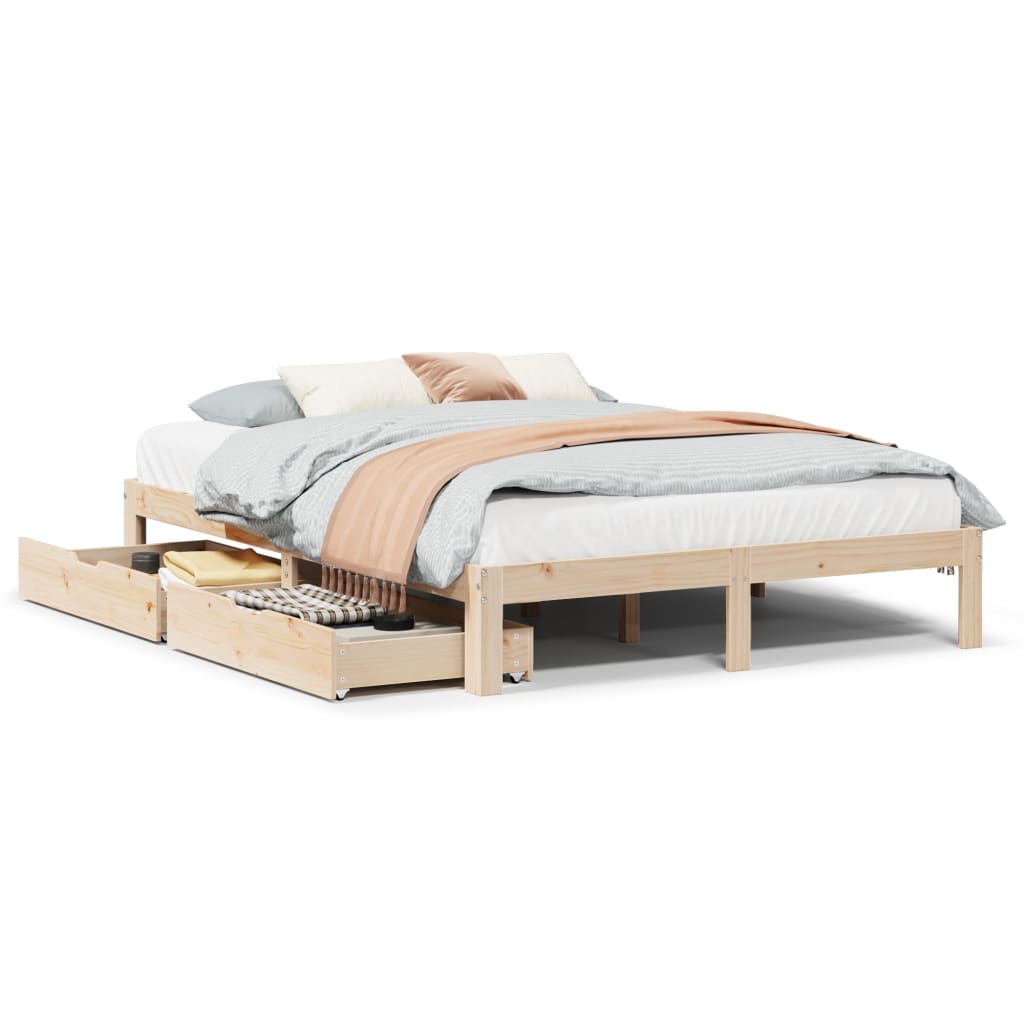 vidaXL Estructura de cama con cajones madera maciza pino 120x190 cm