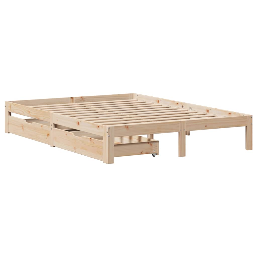 vidaXL Estructura de cama con cojines madera maciza de pino 140x190 cm